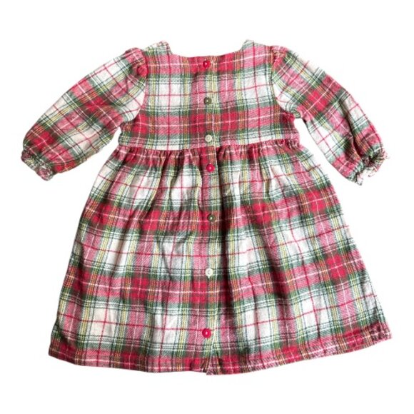 APRIL CORNELL PLAID COTTON BABY TODDLER DRESS 12 TO 18 MOS SMOCKING BUTTON BACK - Picture 2 of 8